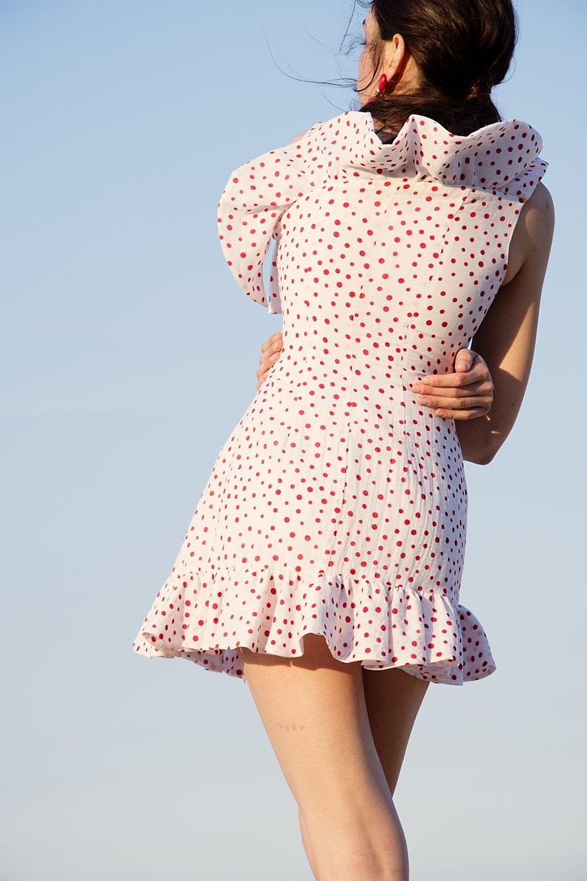 Picture of Marigold White Polka Dot Dress